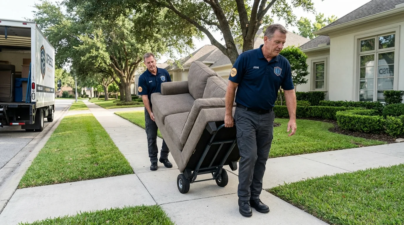 Local residential moving crew loading furniture in Warrensburg, MO